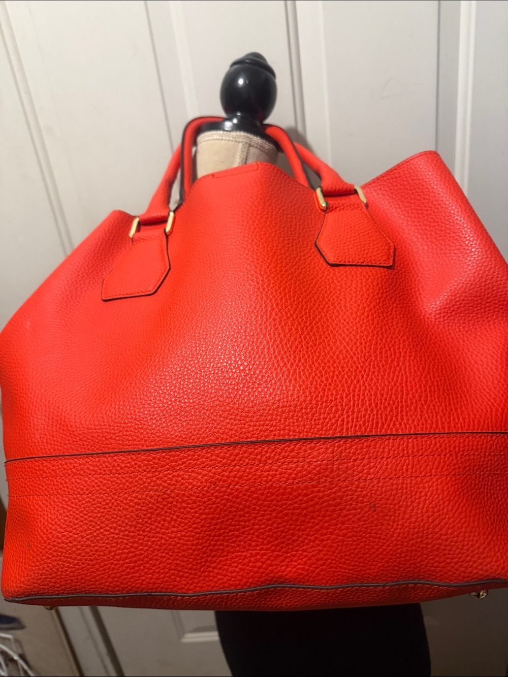 Red Leather Tote Bag - Women's